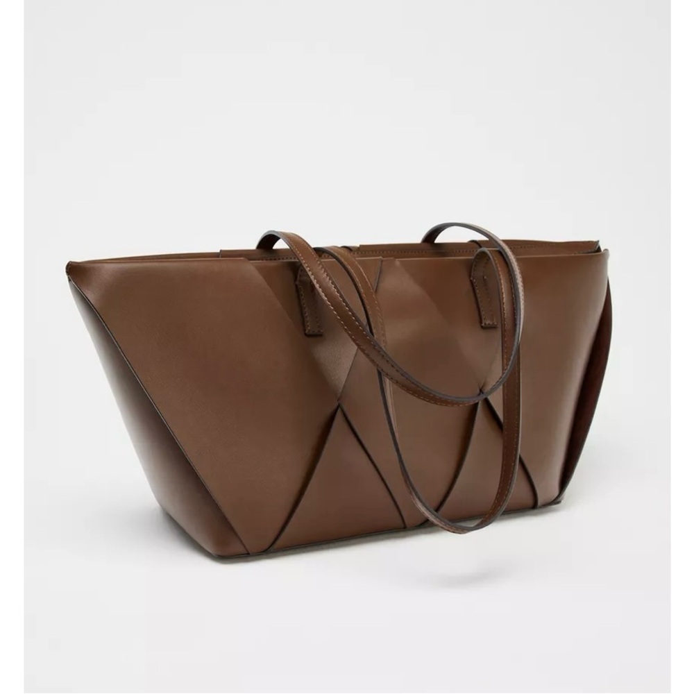 Zara Woven Brown Tote Bag - Picture 4 of 7